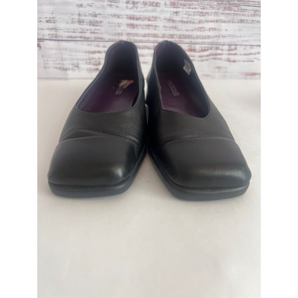 AREOSOLES Women’s   leather low-wedge slide loafers Black Size 7 - Picture 4 of 10